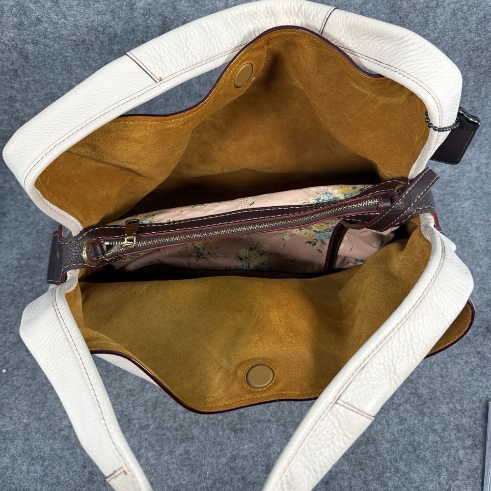Coach Cream Leather Hobo with Brown Trim - Picture 7 of 16